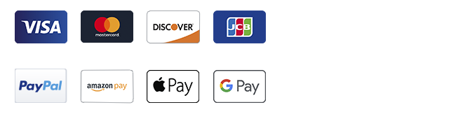 Payment Methods, VISA, Discover, JCB, Discover Club, PayPal, Amazon Pay, Apple Pay, Google Pay.